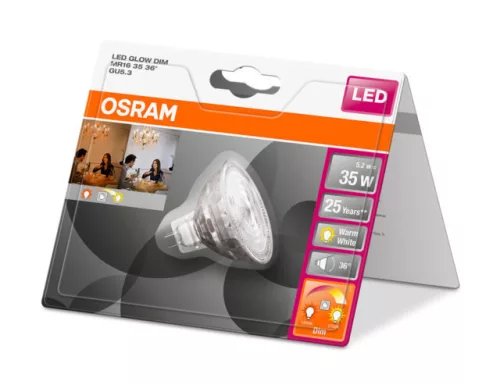 OSRAM Star+ LED spot, GU5.3 foglalat, 5,2W, 2700K, 350lm, meleg fehér, energiatakarékos