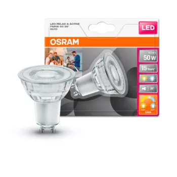 OSRAM Star+ LED spot, GU10 foglalat, 5,2W, 2700K, 350lm, meleg fehér, energiatakarékos