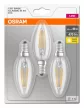 OSRAM Base LED gyertya izzó, átlátszó üveg búra, E14 foglalat, 4W, 2700K, 470lm, meleg fehér