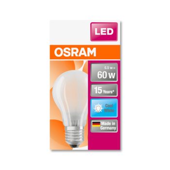 OSRAM Star LED izzó, körte forma, matt üveg búra, E27 foglalat, 7W, 4000K, 806lm, hideg fehér