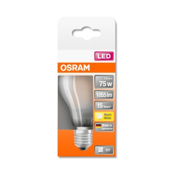OSRAM Star LED izzó, körte forma, matt üveg búra, E27 foglalat, 7,5W, 2700K, 1055lm, meleg fehér