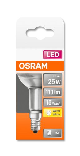 OSRAM Star LED R50 spot, matt üveg búra, 1,5W 110lm 2700K E14, átlagos élettartam: 15000 óra, fényszín: meleg fehér LED ST R50 25 36° 1.5W 2700K E14 ( 4058075125902 )