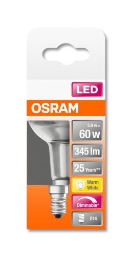 OSRAM Superstar dimmelhető LED R50 spot, matt üveg búra, 5,9W 345lm 2700K E14, átlagos élettartam: 25000 óra, fényszín: meleg fehér LED SST R50 DIM 60 36° 5.9W 2700K E14 ( 4058075125940 )