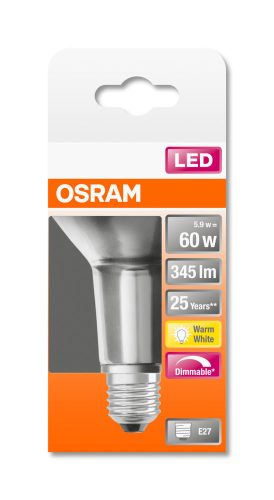 OSRAM Superstar dimmelhető LED R63 spot, matt üveg búra, 5,9W 345lm 2700K E27, átlagos élettartam: 25000 óra, fényszín: meleg fehér LED SST R63 DIM 60 36° 5.9W 2700K E27 ( 4058075126008 )