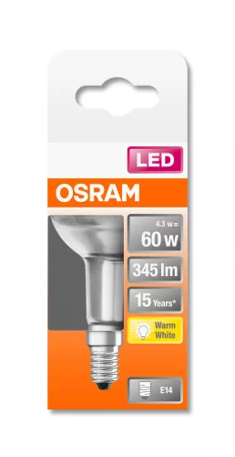 OSRAM Star LED spot, E14 foglalat, 4,3W, 2700K, 345lm, meleg fehér, energiatakarékos