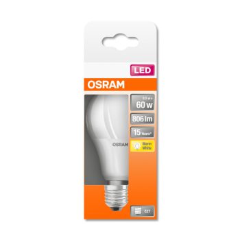 OSRAM Star LED izzó, körte forma, matt búra, E27 foglalat, 8,5W, 2700K, 806lm, meleg fehér
