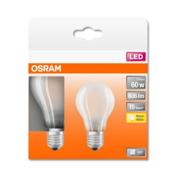 OSRAM Star LED izzó, körte forma, matt üveg búra, E27 foglalat, 7W, 2700K, 806lm, meleg fehér