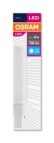 OSRAM Dulux D kompakt fénycső, G24q-2 foglalat, 7W, 4000K, 700lm, hideg fehér, energiatakarékos