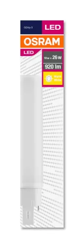 OSRAM Dulux D kompakt fénycső, G24q-3 foglalat, 10W, 3000K, 920lm, meleg fehér, energiatakarékos