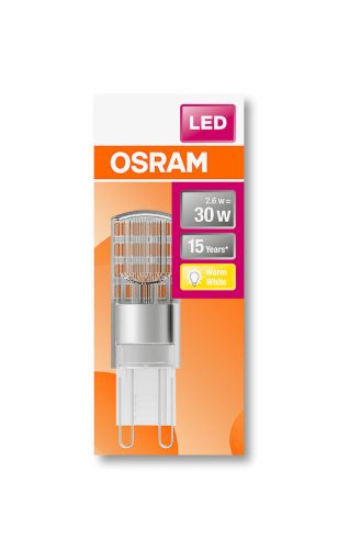 OSRAM Star 230V LED kapszula, átlátszó búra, 2,6W 320lm 2700K G9, átlagos élettartam: 15000 óra, fényszín: meleg fehér LED ST PIN 230V 30 CL 2.6W 2700K G9 ( 4058075136052 )