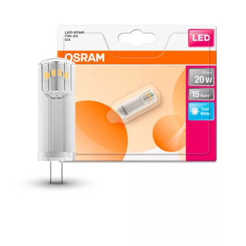 OSRAM Star LED kapszula izzó, G4 foglalat, 1,8W, 4000K, 200lm, hideg fehér, energiatakarékos