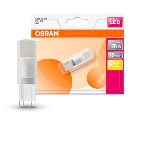 OSRAM Star 230V LED kapszula, matt búra, 2,6W 290lm 2700K G9, átlagos élettartam: 15000 óra, fényszín: meleg fehér LED ST PIN 230V 30 CL 2.6W 2700 G9 ( 4058075171411 )