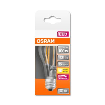 OSRAM Superstar dimmelhető LED izzó, körte forma, E27 foglalat, 12W, 2700K, 1521lm, meleg fehér