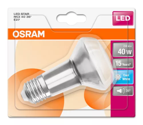 OSRAM Star LED spot, E27 foglalat, 2,6W, 4000K, 210lm, hideg fehér, energiatakarékos