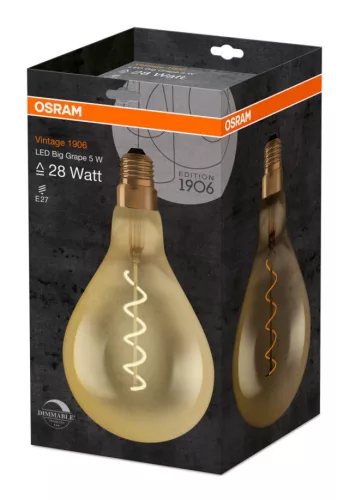 OSRAM dimmelhető LED izzó, körte forma, E27 foglalat, 5W, 2000K, 300lm, meleg fehér