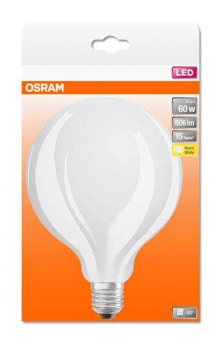 OSRAM Star LED globe, matt üveg búra, 7W 806lm 2700K E27, átlagos élettartam: 15000 óra, fényszín: meleg fehér LED ST CL GLOBE 60 GL FR 7W 2700K E27 ( 4058075269866 )