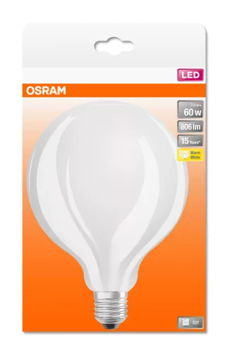 OSRAM Star LED globe izzó, matt üveg búra, E27 foglalat, 7W, 2700K, 806lm, meleg fehér