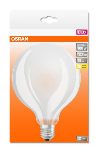 OSRAM Star LED globe, matt üveg búra, 11W 1521lm 2700K E27, átlagos élettartam: 15000 óra, fényszín: meleg fehér LED ST CL GLOBE 100 GL FR 11W 2700K E27 ( 4058075269880 )