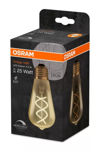 OSRAM LED edison izzó, körte forma, E27 foglalat, 4,5W, 2000K, 250lm, meleg fehér