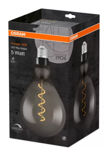 OSRAM dimmelhető LED izzó, körte forma, E27 foglalat, 5W, 1800K, 110lm, meleg fehér