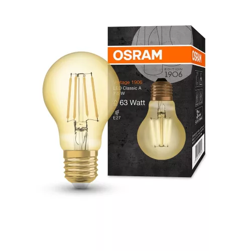 OSRAM Vintage 1906 LED izzó, classic forma, arany üveg E27, 7,5W, 865lm, 2400K extra meleg fehér