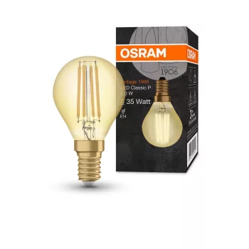 OSRAM Vintage 1906 LED kisgömb forma, üveg, átlátszó arany E14, 4W, 410lm, 2400K extra meleg fehér