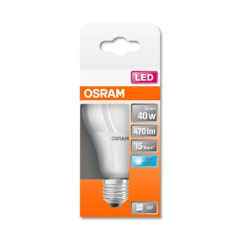OSRAM Star LED izzó, körte forma, matt búra, E27 foglalat, 5,5W, 4000K, 470lm, hideg fehér