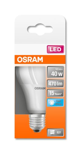 OSRAM Star LED izzó, körte forma, matt búra, E27 foglalat, 5,5W, 4000K, 470lm, hideg fehér