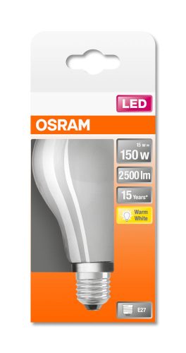 OSRAM Star LED körte, matt üveg búra, 15W 2500lm 2700K E27, átlagos élettartam: 15000 óra, fényszín: meleg fehér LED ST CL A 150 GL FR 15W 2700K E27 ( 4058075305014 )