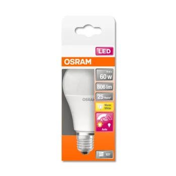 OSRAM Star+ LED izzó, körte forma, E27 foglalat, 9W, 2700K, 806lm, meleg fehér, energiatakarékos