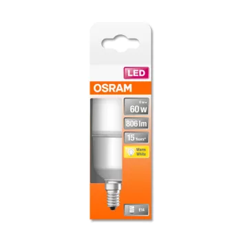 OSRAM Star LED izzó, matt búra, matt búra, E14 foglalat, 8W, 2700K, 806lm, meleg fehér