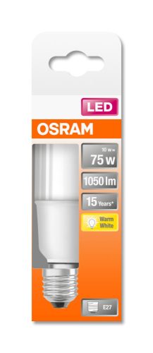 OSRAM Star rúd alakú LED, matt búra, 10W 1050lm 2700K E27, átlagos élettartam: 15000 óra, fényszín: meleg fehér LED ST STICK 75 FR 10W 2700K E27 ( 4058075428461 )