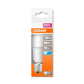 OSRAM Star LED izzó, matt búra, matt búra, E27 foglalat, 8W, 4000K, 806lm, hideg fehér