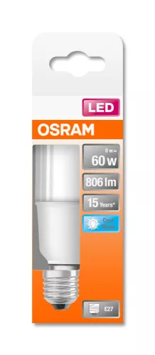 OSRAM Star LED izzó, matt búra, matt búra, E27 foglalat, 8W, 4000K, 806lm, hideg fehér