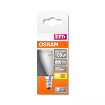OSRAM Star LED kisgömb izzó, matt búra, E14 foglalat, 8W, 2700K, 806lm, meleg fehér