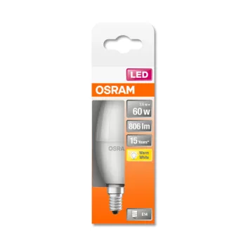 OSRAM Star LED gyertya izzó, matt búra, E14 foglalat, 8W, 2700K, 806lm, meleg fehér