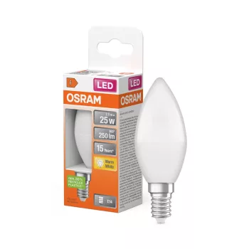 OSRAM Star LED gyertya izzó, matt plasztik búra, E14 foglalat, 2,5W, 250lm, 2700K meleg fehér fény