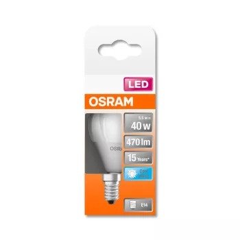OSRAM Star LED kisgömb izzó, matt búra, E14 foglalat, 5W, 4000K, 470lm, hideg fehér