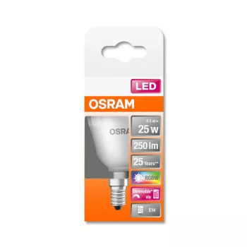 OSRAM Star+ LED kisgömb izzó, matt búra, E14 foglalat, 4,5W, 2700K, 250lm, meleg fehér