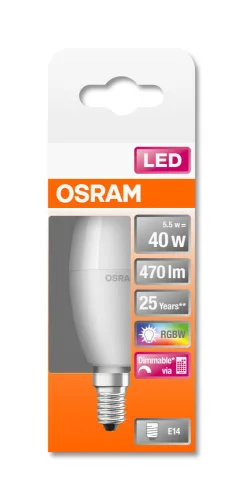 OSRAM Star+ LED gyertya izzó, matt búra, E14 foglalat, 5,5W, 2700K, 470lm, meleg fehér