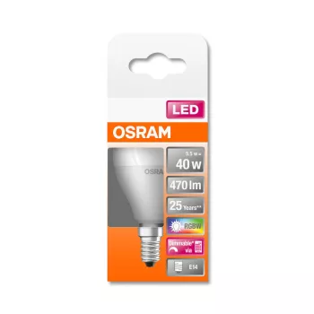 OSRAM Star+ LED kisgömb izzó, matt búra, E14 foglalat, 5,5W, 2700K, 470lm, meleg fehér