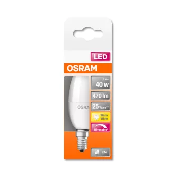 OSRAM Superstar LED gyertya izzó, matt búra, E14 foglalat, 4,9W, 2700K, 470lm, meleg fehér