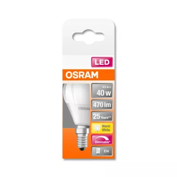 OSRAM Superstar LED kisgömb izzó, kisgömb forma, E14 foglalat, 5W, 2700K, 470lm, meleg fehér