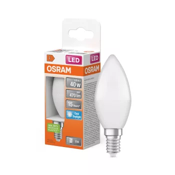 OSRAM Star LED gyertya izzó, matt plasztik búra, E14 foglalat, 4,9W, 470lm, 6500K hideg fehér fény