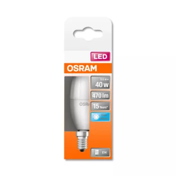 OSRAM Star LED gyertya izzó, matt búra, E14 foglalat, 5W, 4000K, 470lm, hideg fehér