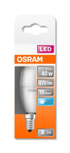 OSRAM Star LED gyertya, matt búra, 5W 470lm 4000K E14, átlagos élettartam: 15000 óra, fényszín: hideg fehér LED ST CL B 40 FR 5W 4000K E14 ( 4058075431058 )