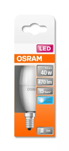 OSRAM Star LED gyertya izzó, matt búra, E14 foglalat, 5W, 4000K, 470lm, hideg fehér