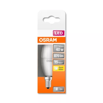 OSRAM Star LED gyertya izzó, matt búra, E14 foglalat, 5W, 2700K, 470lm, meleg fehér
