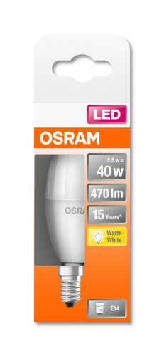 OSRAM Star LED gyertya, matt búra, 5W 470lm 2700K E14, átlagos élettartam: 15000 óra, fényszín: meleg fehér LED ST CL B 40 FR 5.7W 2700K E14 ( 4058075431072 )