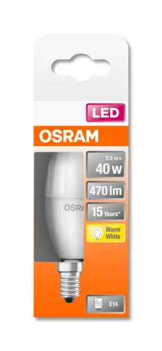 OSRAM Star LED gyertya izzó, matt búra, E14 foglalat, 5W, 2700K, 470lm, meleg fehér